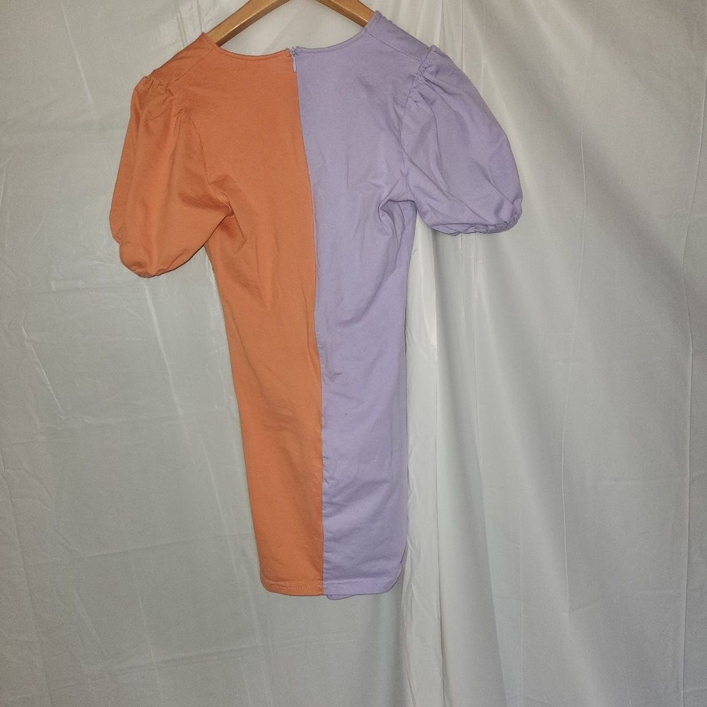 Two-Tone Purple and Orange Mini Dress - Picture 9 of 15